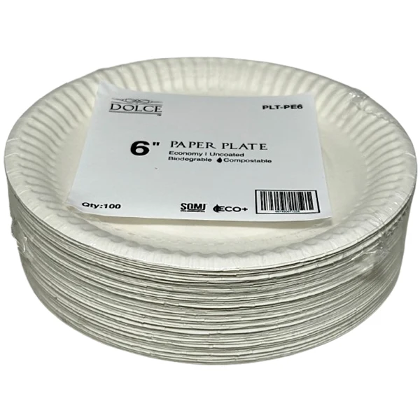 Dolce - 6IN Paper Uncoated Plates 100EA