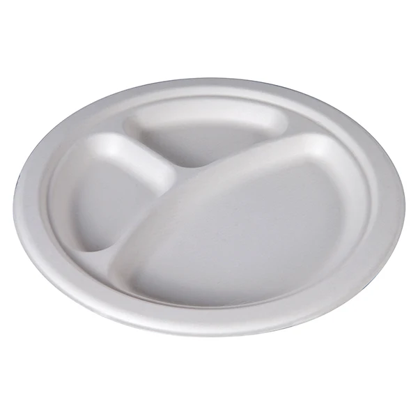 Newwave - 10in Sugarcane Bamboo Bagasse 3 Comp Plate 125EA
