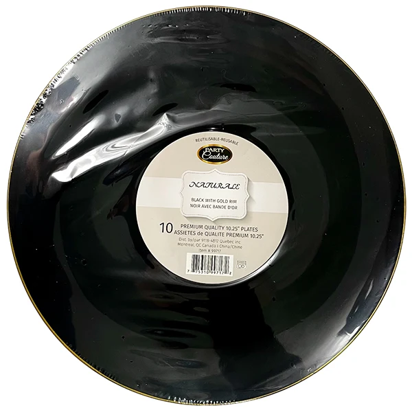 Naturale - 10.25" Black Plate W/ Gold Rim 12x10 PK