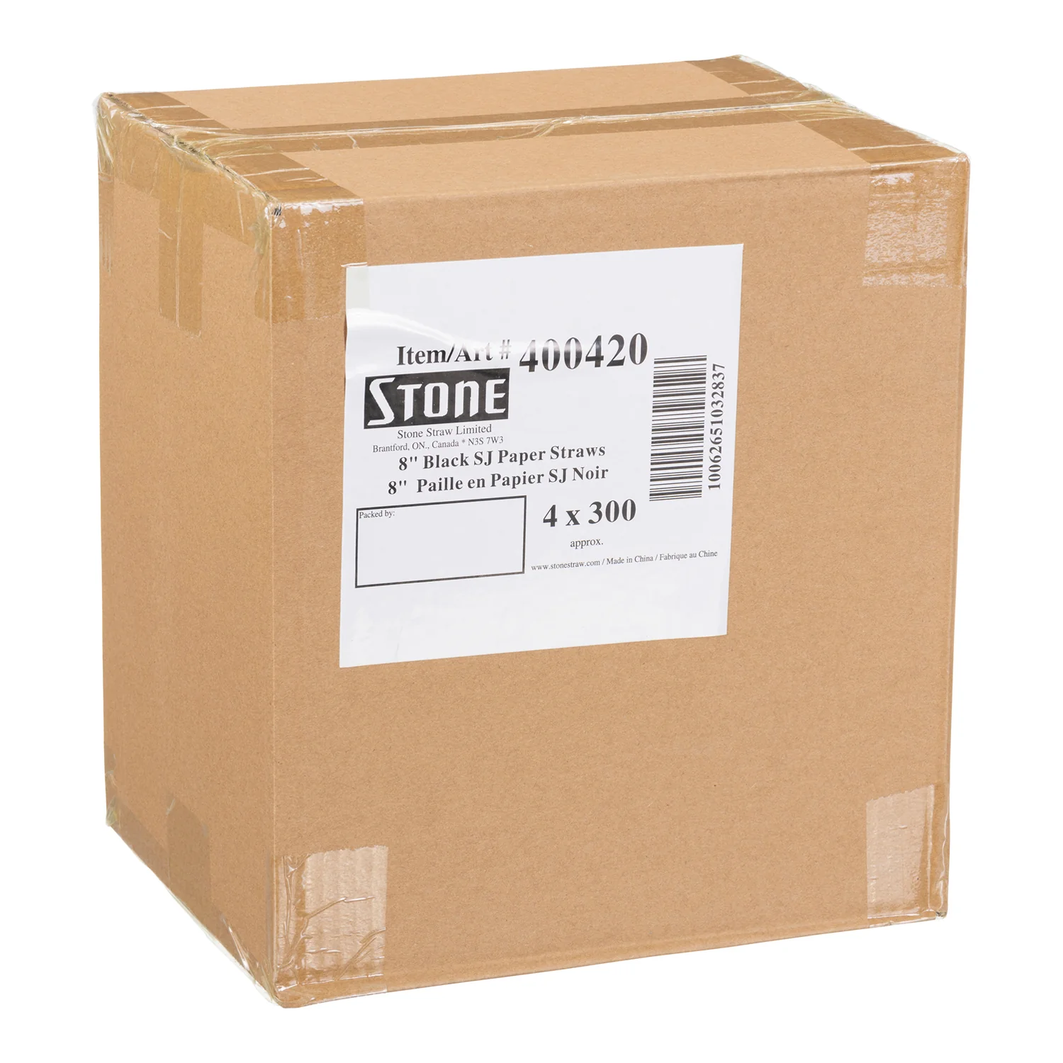 Stonestraw - 8" Black Super Jumbo Paper Straw Unwrapped 4x300 EA