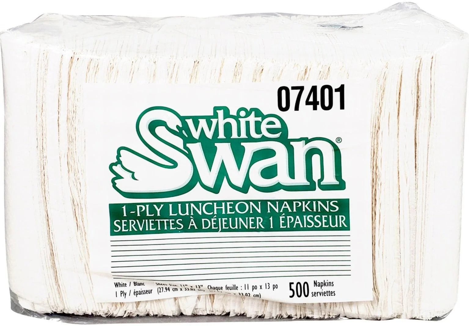 White Swan/Suave - Lunch Napkins -1 Ply - White — Case (12 x 500 CT)