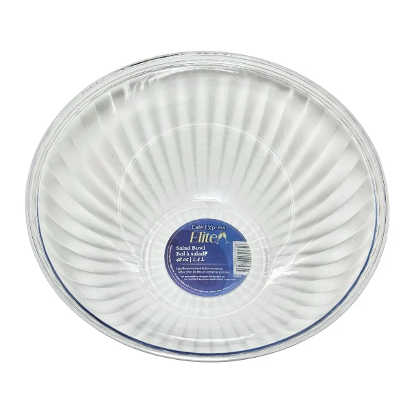 C.E. Elite - Clear Polystyrene 48oz Salad Bowl 50x EA