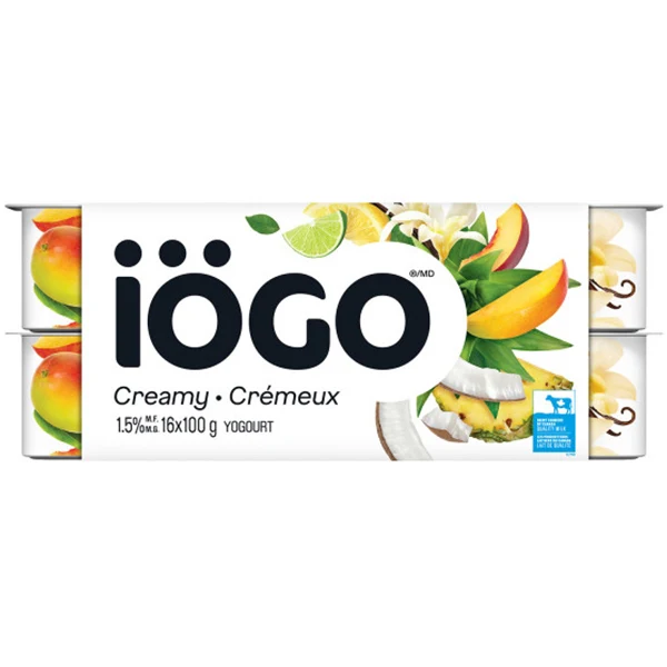 Iogo - Pineapple-Coconut-Banana, Vanilla, Lemon Lime, Peach Mango 16x100 GR