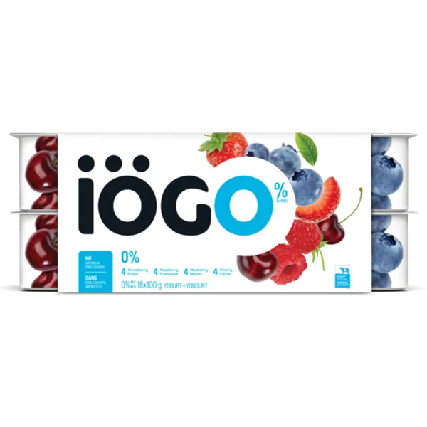 Iogo - 0% Strawberry, Raspberry, Blueberry & Cherry Yogurt 16x100 GR