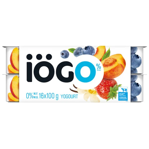 Iogo - 0% Strawberry, Blueberry, Peach & Vanilla Yogurt 3x16x100 GR